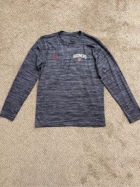 Oklahoma Sooners Nike Jordan Gray Space-Dye Long Sleeve Dri-FIT Tee Mens Large